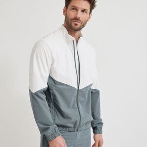 NEW RW&CO. Men's Colour Block Sport Track Jacket White-Stormy Weather